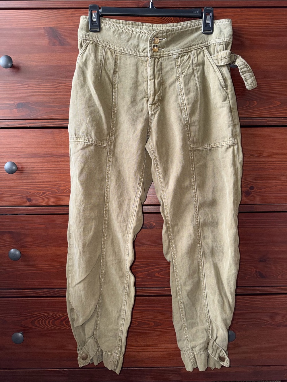 Anthropologie Olive Green Cropped Utility Pants